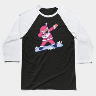 Snowboarding Dabbing Santa Baseball T-Shirt